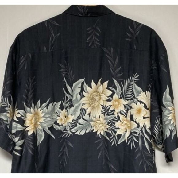 Tommy Bahama Tropical Button Up Shirt Short Sleeve Silk Dark Gray Men's L Flower - Picture 5 of 9